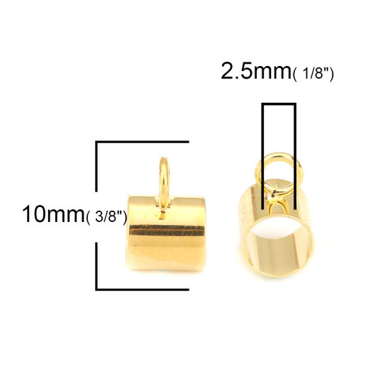 Picture of Brass Bail Beads Cylinder Gold Plated 10mm x 6mm, 10 PCs