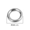 Picture of 500 PCs 4mm Dia., 0.8mm(20 gauge) Stainless Steel Open Jump Rings Findings For Jewelry Making Silver Tone Circle Ring