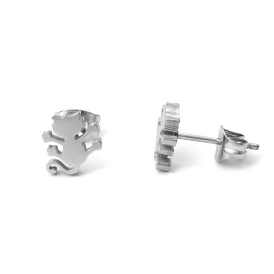 Image de Boucles d'Oreilles Puces en 304 Acier Inoxydable Argent Mat Chien 8mm x 6mm , Epaisseur de Fil: (21 gauge), 1 Paire