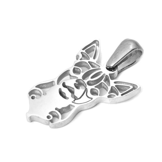 Immagine di 1 Pz 304 Acciaio Inossidabile Ciondoli Pendenti Corgi Cane Tono Argento Filigrana 29mm x 16mm