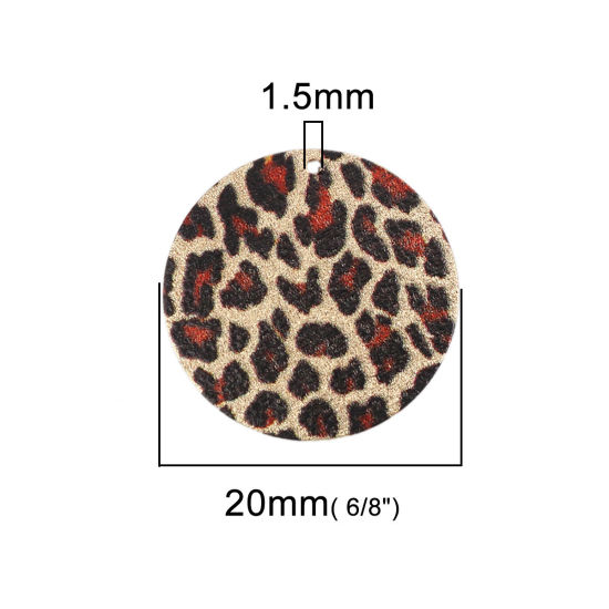 Image de Breloques Peinture en Émail en Alliage de Fer Rond Doré Multicolore Léopard Amas Stellaire  20mm Dia, 5 Pcs