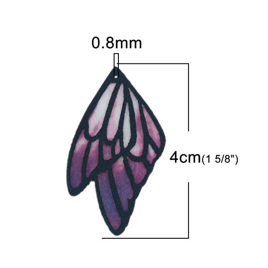 5 枚 布 ペンダント 蝶翼 多色 4cm x 2.3cm、 の画像