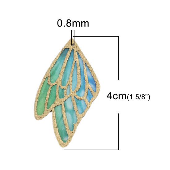 布 ペンダント 蝶の羽 多色 4cm x 2.3cm、 5 枚 の画像
