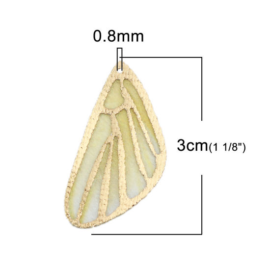 布 ペンダント 蝶の羽 淡黄色 3cm x 1.5cm、 5 枚 の画像