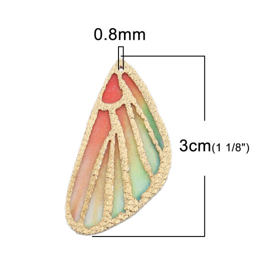 布 ペンダント 蝶の羽 多色 3cm x 1.5cm、 5 枚 の画像