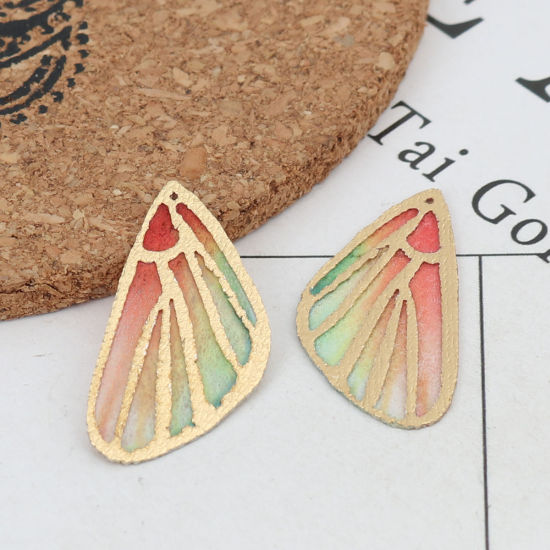 布 ペンダント 蝶の羽 多色 3cm x 1.5cm、 5 枚 の画像