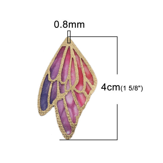 布 ペンダント 蝶の羽 多色 4cm x 2.3cm、 5 枚 の画像