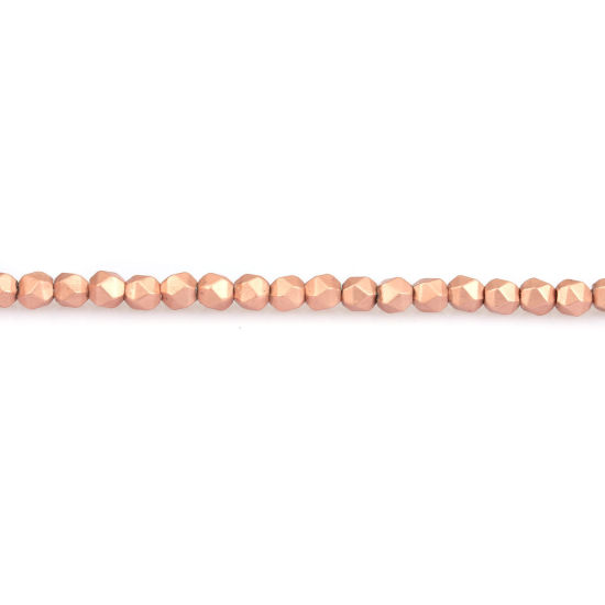 Image de (Classement B) Perles en Hématite （ Naturel ） Or Rose Mat 3mm x 3mm, Trou: env. 1mm, 40cm long, 1 Enfilade (Env. 130 Pcs/Enfilade)
