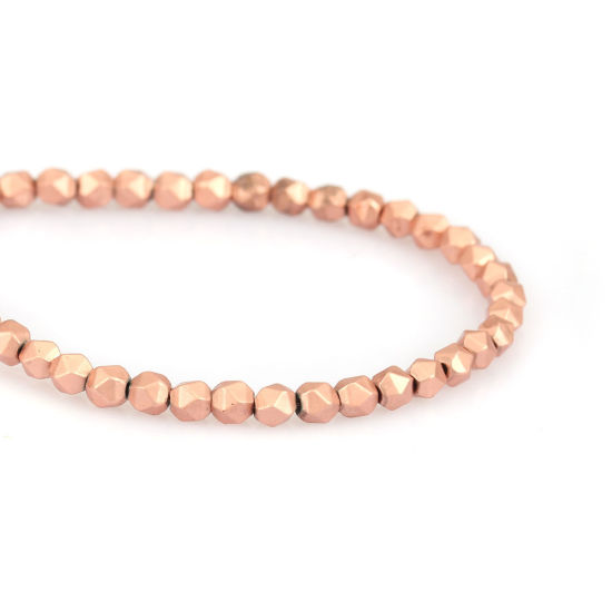 Image de (Classement B) Perles en Hématite （ Naturel ） Or Rose Mat 3mm x 3mm, Trou: env. 1mm, 40cm long, 1 Enfilade (Env. 130 Pcs/Enfilade)