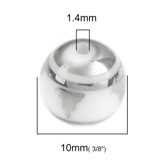 Immagine di Vetro Sciolto Religione Perline Budda Argento Tondo Circa 10mm Dia, Foro: Circa 1.4mm, 20 Pz