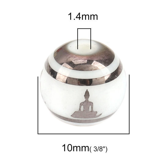 Immagine di Vetro Sciolto Religione Perline Budda Caffè Scuro Tondo Circa 10mm Dia, Foro: Circa 1.4mm, 20 Pz