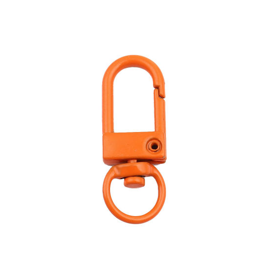 Image de Porte-Clés en Alliage de Zinc Orange Ovale Laqué 3.3cm x 1.2cm, 10 Pcs