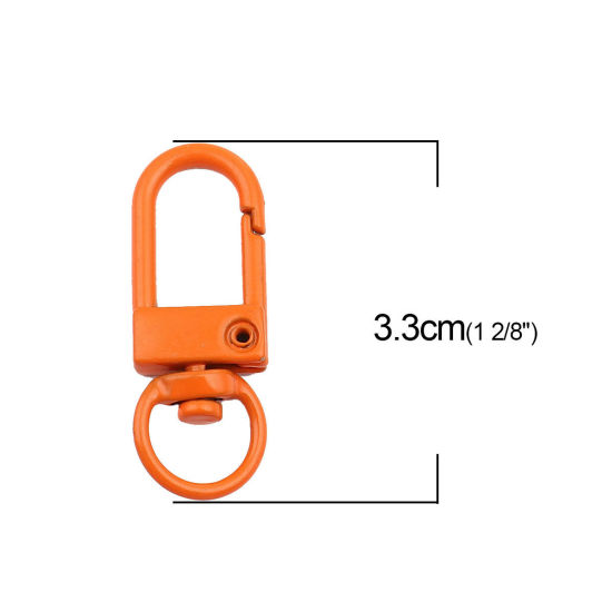 Image de Porte-Clés en Alliage de Zinc Orange Ovale Laqué 3.3cm x 1.2cm, 10 Pcs