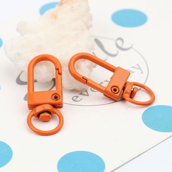 Image de Porte-Clés en Alliage de Zinc Orange Ovale Laqué 3.3cm x 1.2cm, 10 Pcs