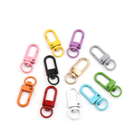 Image de Porte-Clés en Alliage de Zinc Orange Ovale Laqué 3.3cm x 1.2cm, 10 Pcs