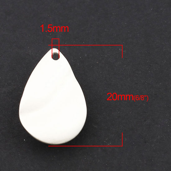 Image de Connecteurs en Alliage de Zinc Goutte d'Eau Argenté Courbe 20mm x 13mm, 10 Pcs