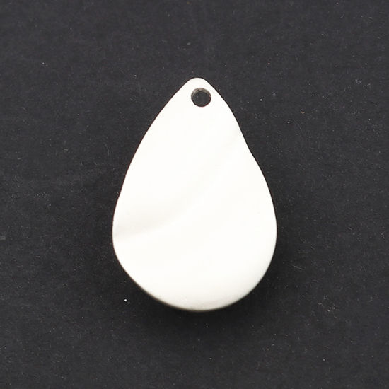 Image de Connecteurs en Alliage de Zinc Goutte d'Eau Argenté Courbe 20mm x 13mm, 10 Pcs