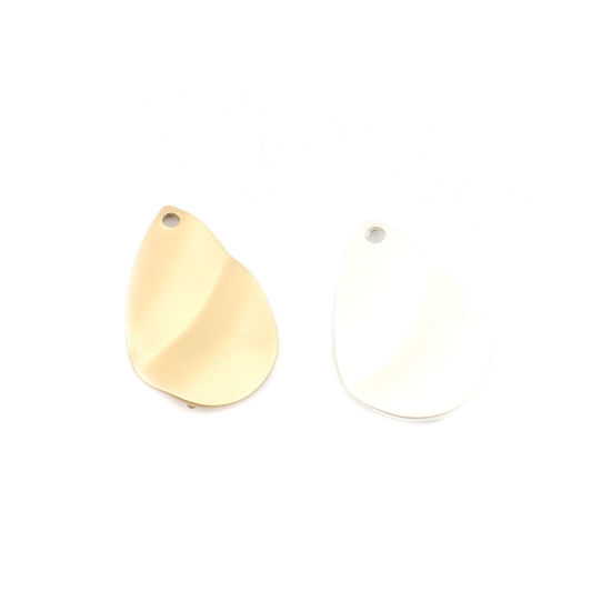 Image de Connecteurs en Alliage de Zinc Goutte d'Eau Argenté Courbe 20mm x 13mm, 10 Pcs
