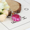 Picture of (Grade A) Agate ( Natural ) Pendants Drop Silver Tone Fuchsia Wrapped 5.1cm x 3cm, 1 Piece