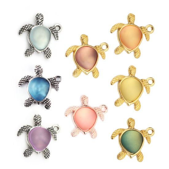 Picture of Zinc Based Alloy Ocean Jewelry Charms Tortoise Animal Gold Plated Light Pink 20mm x 19mm, 5 PCs