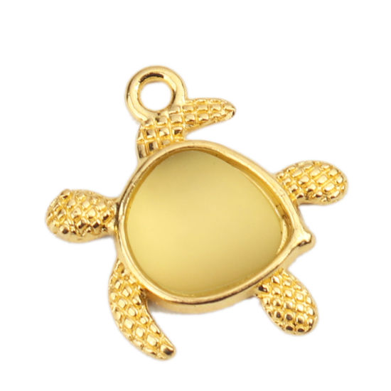 Picture of Zinc Based Alloy Ocean Jewelry Charms Tortoise Animal Gold Plated Pale Yellow 20mm x 19mm, 5 PCs