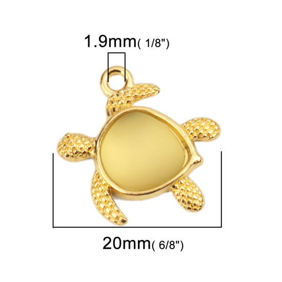 Picture of Zinc Based Alloy Ocean Jewelry Charms Tortoise Animal Gold Plated Pale Yellow 20mm x 19mm, 5 PCs