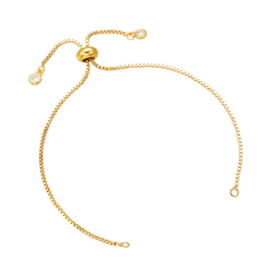 Picture of Brass & Cubic Zirconia Slider/Slide Extender Chain 18K Gold Plated Transparent Clear 22.5cm(8 7/8") long, 1 Piece