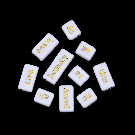 アクリル ビーズ 長方形 ゴールデン ランダムな色柄 約 24mm x 10mm - 12mm x 10mm、 穴：約 3.1mm、 50 グラム （約 57-60 個) の画像