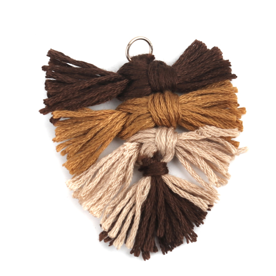 Immagine di Poliestere Nappine Ciondoli Foglia Multicolore Intreccio 6cm x 4cm, 5 Pz