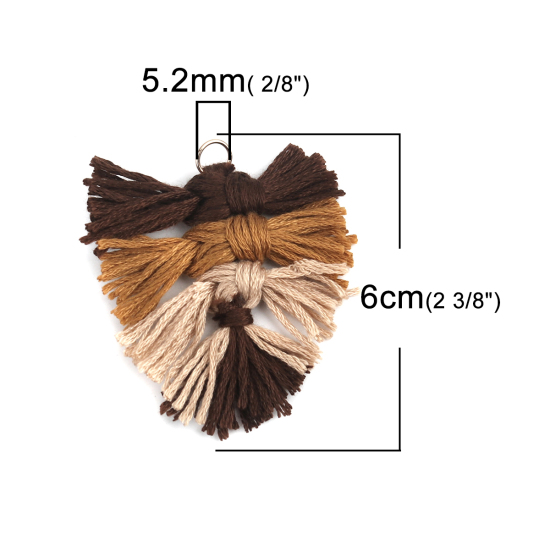 Immagine di Poliestere Nappine Ciondoli Foglia Multicolore Intreccio 6cm x 4cm, 5 Pz