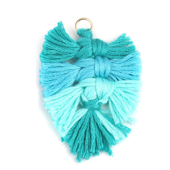 Immagine di Poliestere Nappine Ciondoli Foglia Multicolore Intreccio 6cm x 4cm, 5 Pz