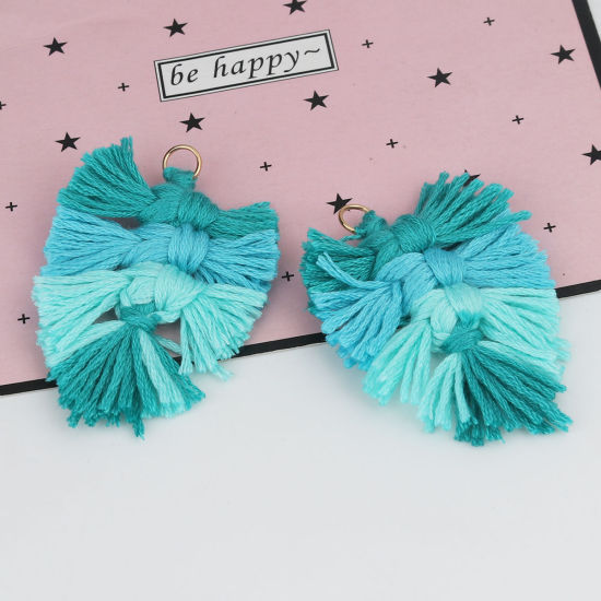 Immagine di Poliestere Nappine Ciondoli Foglia Multicolore Intreccio 6cm x 4cm, 5 Pz
