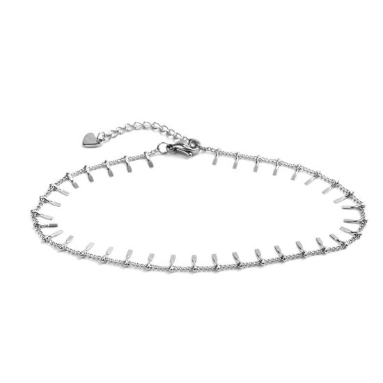 Image de Chaînes de Cheville Chaînes de Maille Trombone en 304 Acier Inoxydable Argent Mat 23cm Long, 1 Pièce