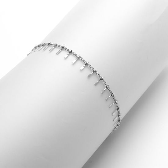 Image de Chaînes de Cheville Chaînes de Maille Trombone en 304 Acier Inoxydable Argent Mat 23cm Long, 1 Pièce