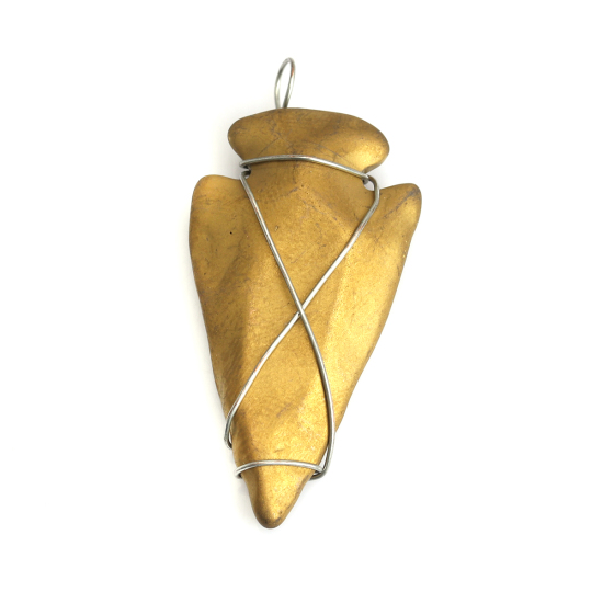Image de (Classement B) Pendentifs en Hématite ( Naturel ) Or Pointe de Flèche Enroulé 5.3cm x 2.5cm, 1 Pièce