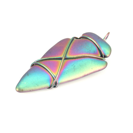Image de (Classement B) Pendentifs en Hématite ( Naturel ) Multicolore Pointe de Flèche Enroulé 5.3cm x 2.5cm, 1 Pièce