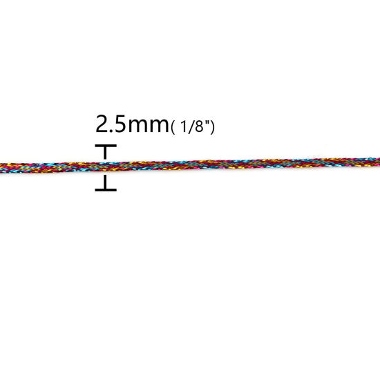 Image de Cordon/Fil en Polyester & Feuille d'Aluminium Multicolore 2.5mm, 1 Lot (env. 100 M/Lot)