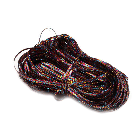 Image de Cordon/Fil en Polyester & Feuille d'Aluminium Multicolore 2.5mm, 1 Lot (env. 100 M/Lot)