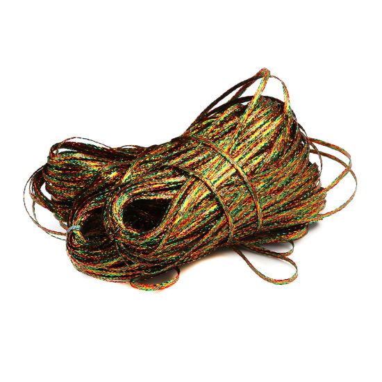 Image de Cordon/Fil en Polyester & Feuille d'Aluminium Multicolore 2.5mm, 1 Lot (env. 100 M/Lot)