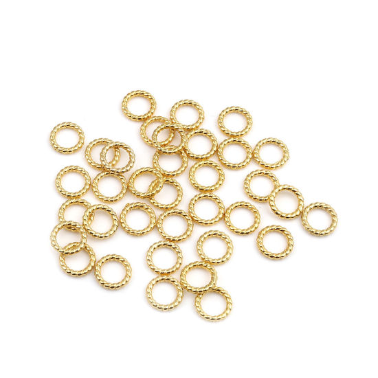200 個 10mm 直径、 1.8mm（13号） 亜鉛合金 口閉じ丸カン 丸カン 18Kリアルゴールドメッキ 円形 縞模様 の画像