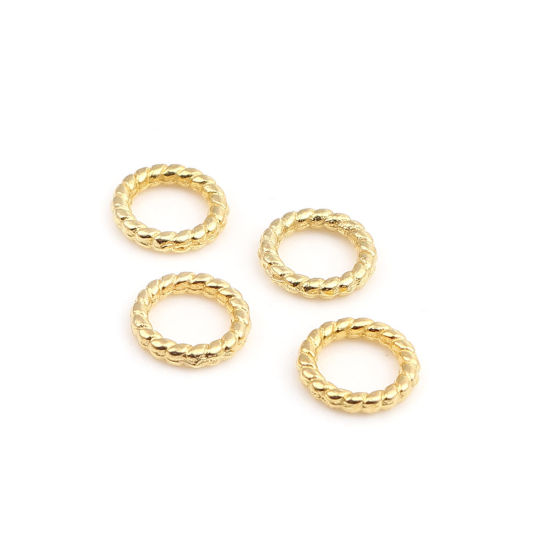 200 個 10mm 直径、 1.8mm（13号） 亜鉛合金 口閉じ丸カン 丸カン 18Kリアルゴールドメッキ 円形 縞模様 の画像