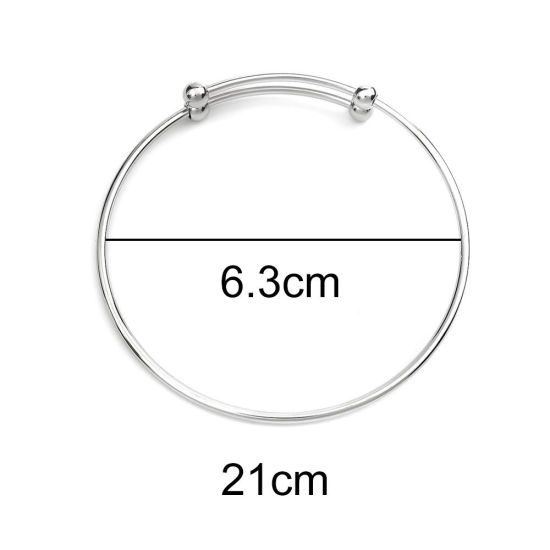 304ステンレス鋼 ブレスレット部品 ブレスレット ディスク シルバートーン 調整可能 21cm 長さ、 1 個 の画像
