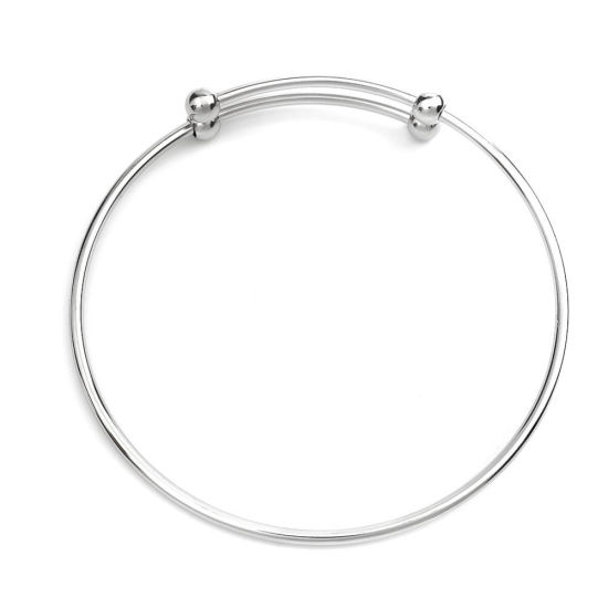 304ステンレス鋼 ブレスレット部品 ブレスレット ディスク シルバートーン 調整可能 21cm 長さ、 1 個 の画像