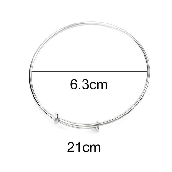 304ステンレス鋼 ブレスレット部品 ブレスレット ディスク シルバートーン 調整可能 21cm 長さ、 （ビーズに似合うサイズ　 6mm 直径、） 1 個 の画像