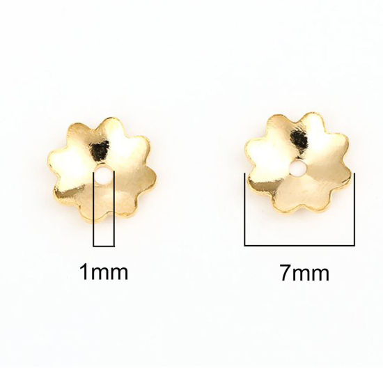 304ステンレス鋼 座金 フラワー 金メッキ 彫刻 10mm 7mm x 7mm、 10 個 の画像