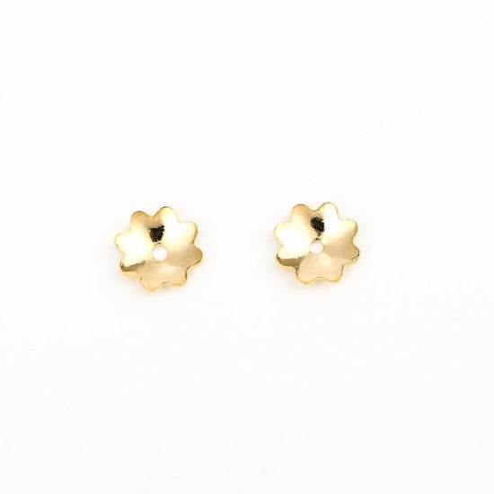 304ステンレス鋼 座金 フラワー 金メッキ 彫刻 10mm 7mm x 7mm、 10 個 の画像