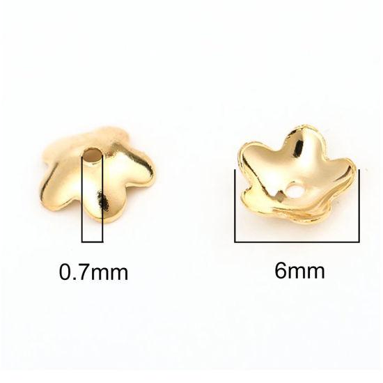 304ステンレス鋼 座金 フラワー 金メッキ 8mm 6mm x 6mm、 10 個 の画像