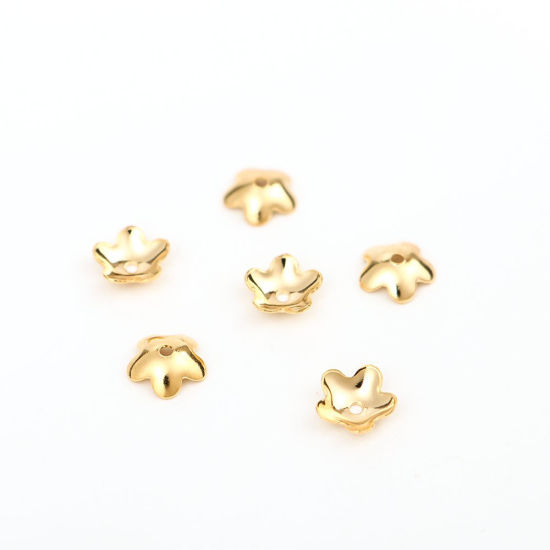 304ステンレス鋼 座金 フラワー 金メッキ 8mm 6mm x 6mm、 10 個 の画像