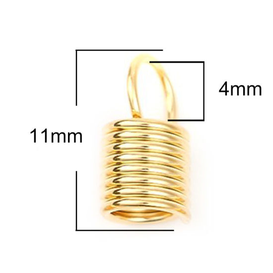 Image de 10 Pcs Embouts pour Cordons en 304 Acier Inoxydable Placage sous Vide Ressorts Doré (pr Cordon: 4mm） 11mm x 5.5mm