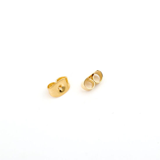 Picture of 304 Stainless Steel Ear Nuts Post Stopper Earring Findings Butterfly Animal Gold Plated 6mm x 4mm, 100 PCs